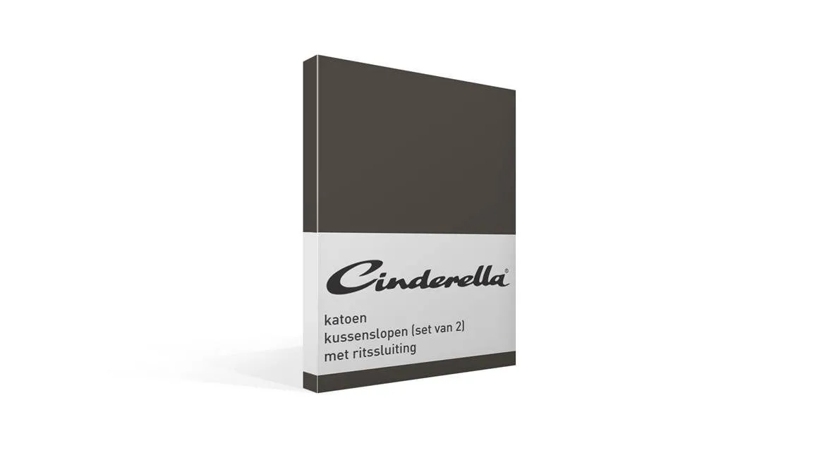 Cinderella taies d’oreiller coton 57 fils (lot de 2) anthracite