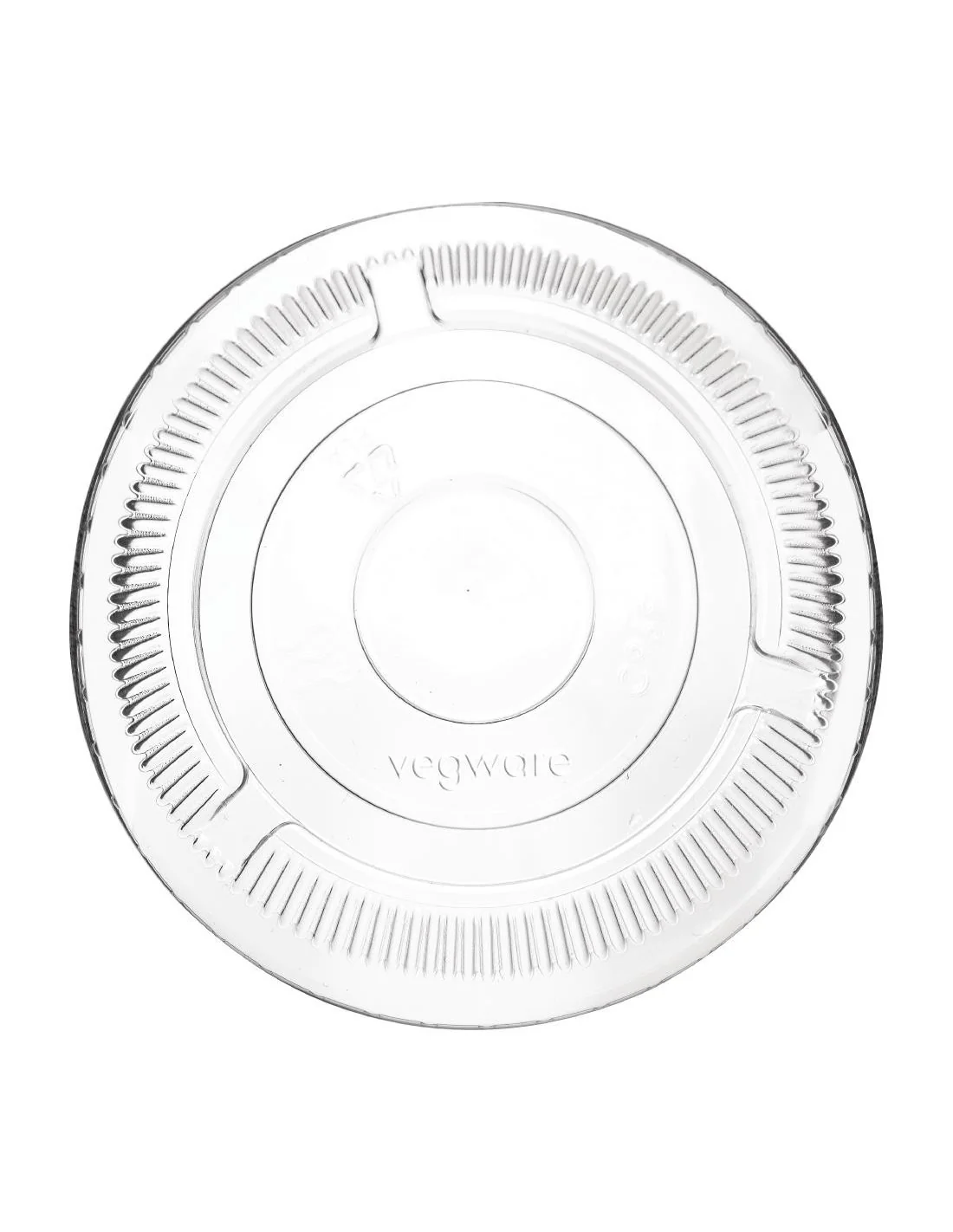 Couvercles plats PLA sans trou compostables pour gobelets boissons froides Vegware série 96 (lot de 1000)