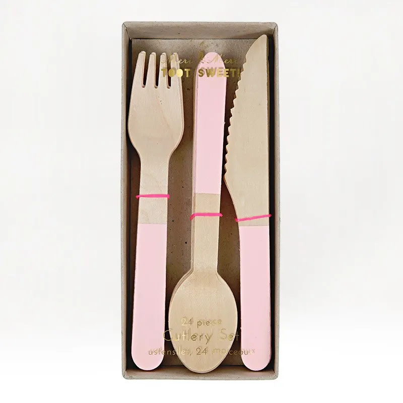 cubiertos madera meri meri pink