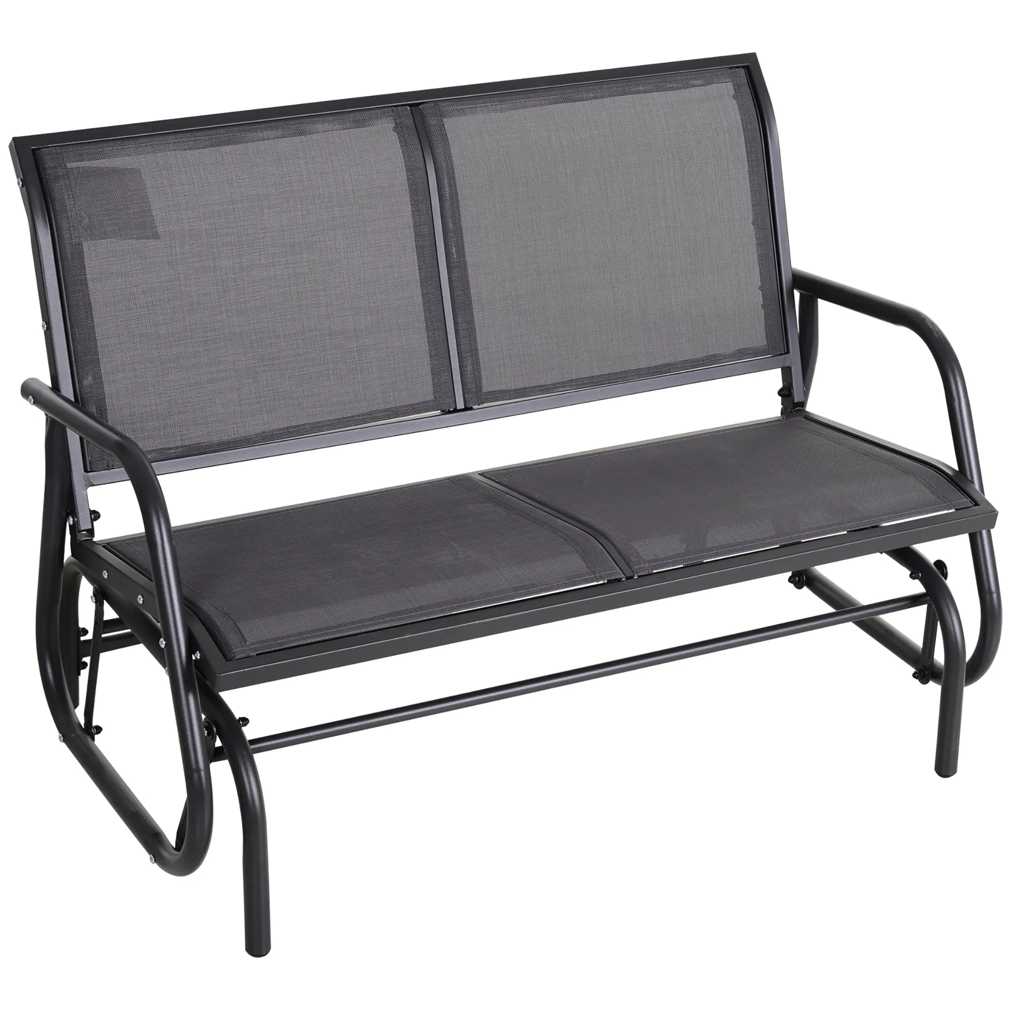 2-Person Outdoor Glider Bench Patio Double Swing Gliding Chair Loveseat w/ Powder Coated Steel Frame for Garden Patio Porch, Grey