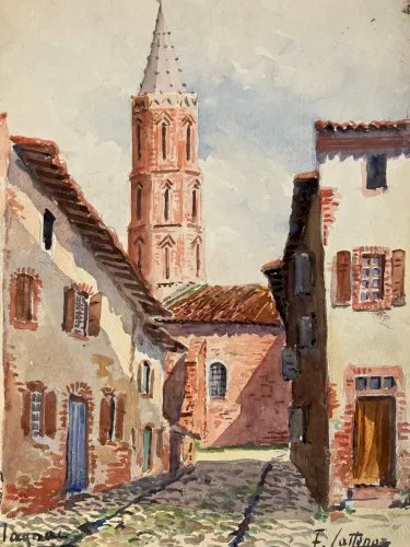 Dessin Peinture Papier Aquarelle Toulouse Blagnac Eglise Cathédrale Ancien