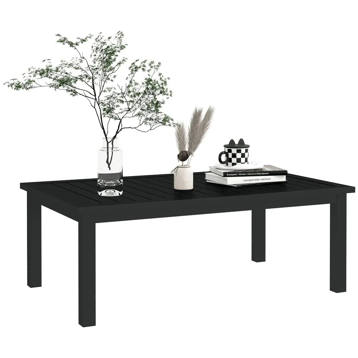 100cm x 60cm Aluminium Outdoor Coffee Table Black