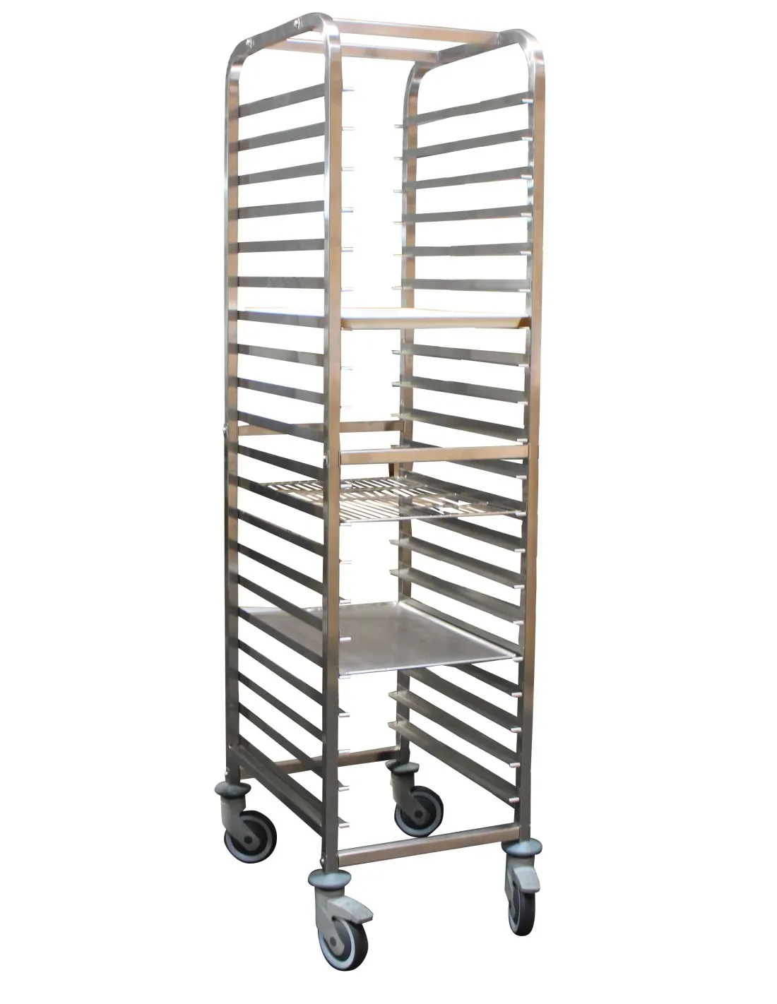 ECHELLE DEMONTABLE INOX GN1/1. 20 NIVEAUX AVEC BUTEES. ENTREE 325 MM. CHAPE POLY DONT 2AF L (en mm) : 380 - P (en mm) : 555 H (e