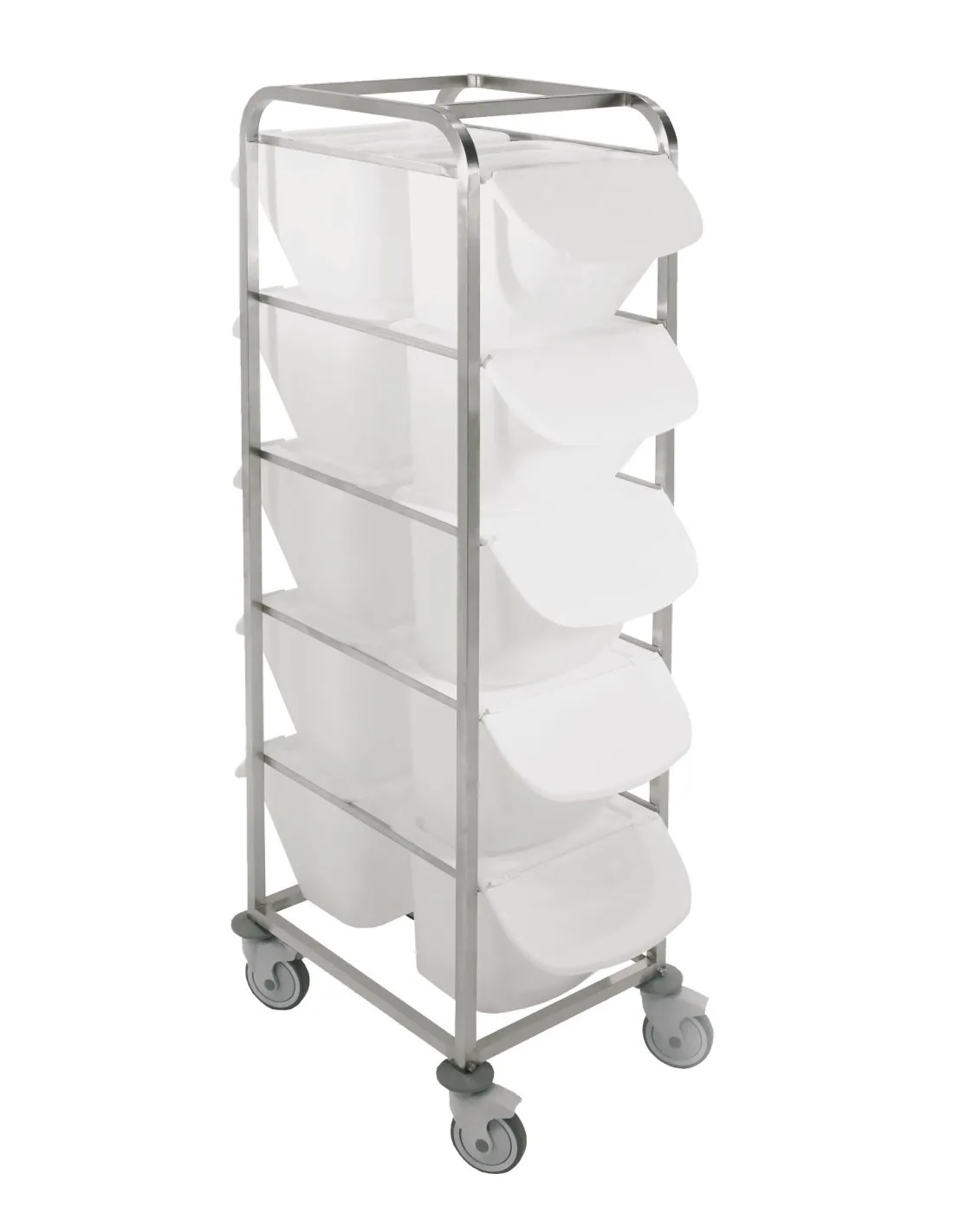 ECHELLE POUR BACS A INGREDIENTS 15L. INOX 304. SUR ROULETTES D.125MM. POUR 10 BACS 15L. 2 X 5 NIVEAUX POUR BAC 15L REF : BAC 15L