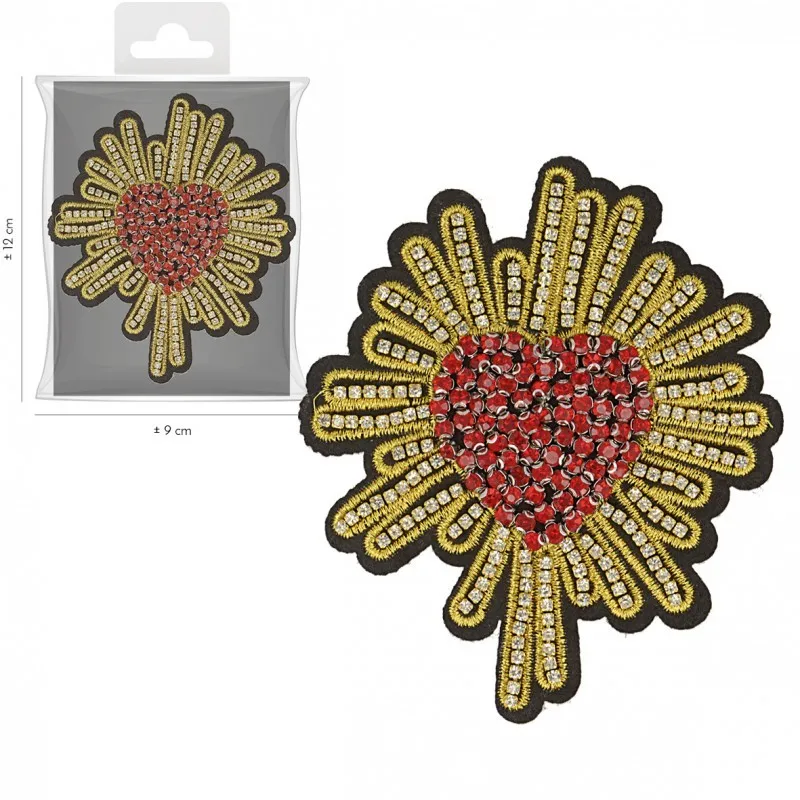 Ecusson coeur strass 11,5 x 9,5 cm