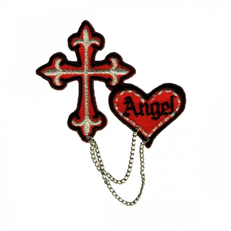 Ecusson croix / coeur ange