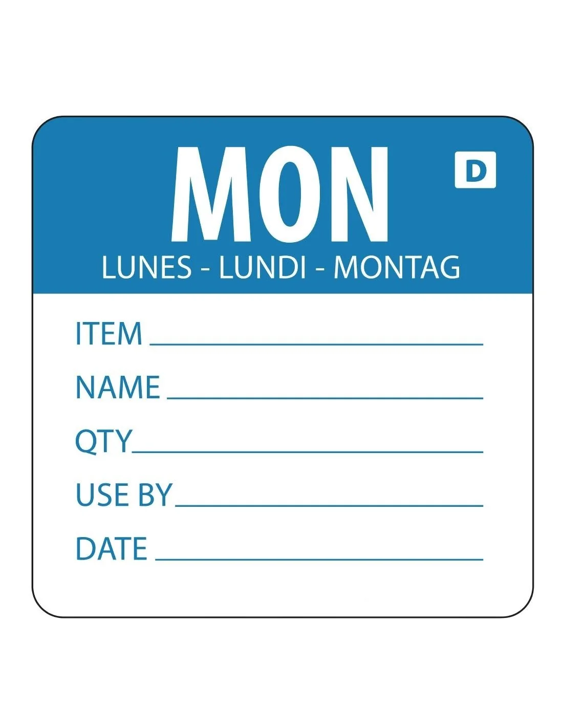 Etiquettes solubles Hygiplas jour de la semaine Lundi (Lot de 250)