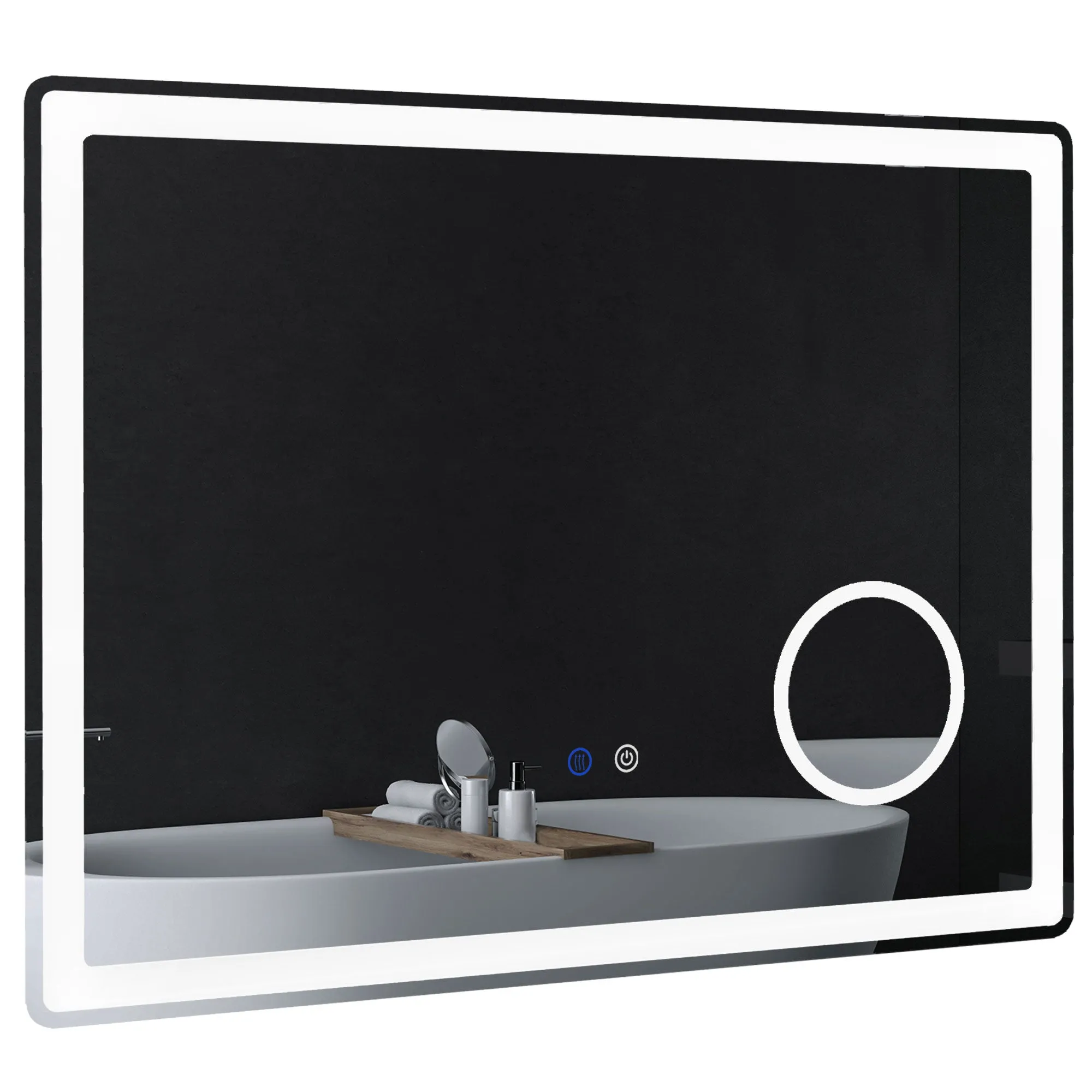 Wall Mounted LED Bathroom Mirror with Lights 3X Magnifying Dimmable 3 Colour Front Backlit Smart Touch Anti-Fog 80x60cm