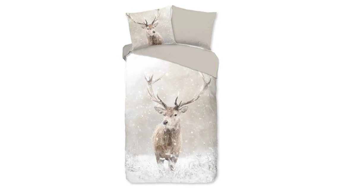 Good Morning Snowydeer housse de couette en flanelle sable