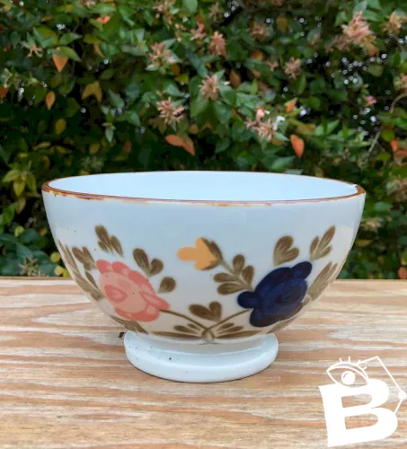 Grand bol en grès motifs fleurs