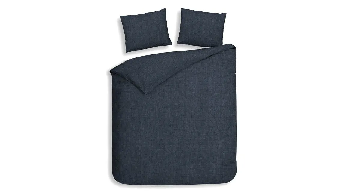 Heckettlane Franela housse de couette en flanelle bleu nuit