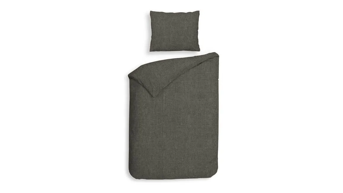 Heckettlane Franela housse de couette en flanelle gris foncé