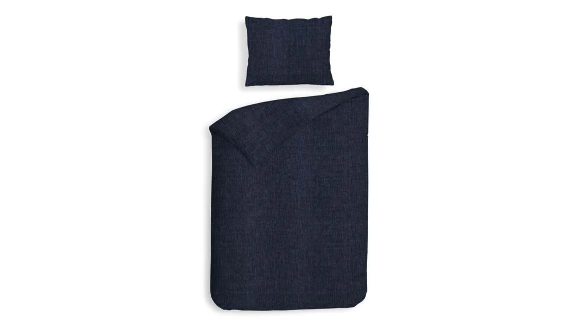 Heckettlane Franela housse de couette en flanelle bleu foncé