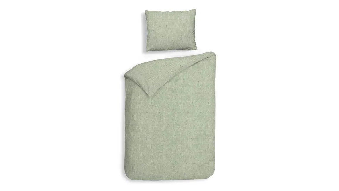 Heckettlane Franela housse de couette en flanelle vert sauge