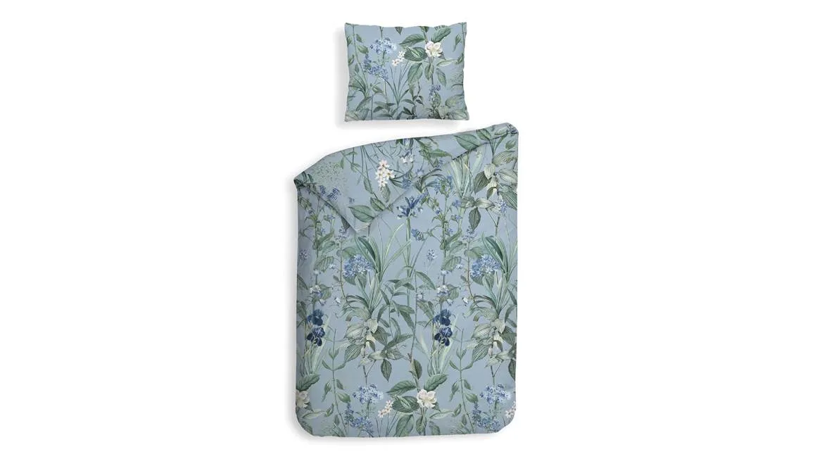 Heckettlane Martina housse de couette en flanelle bleu