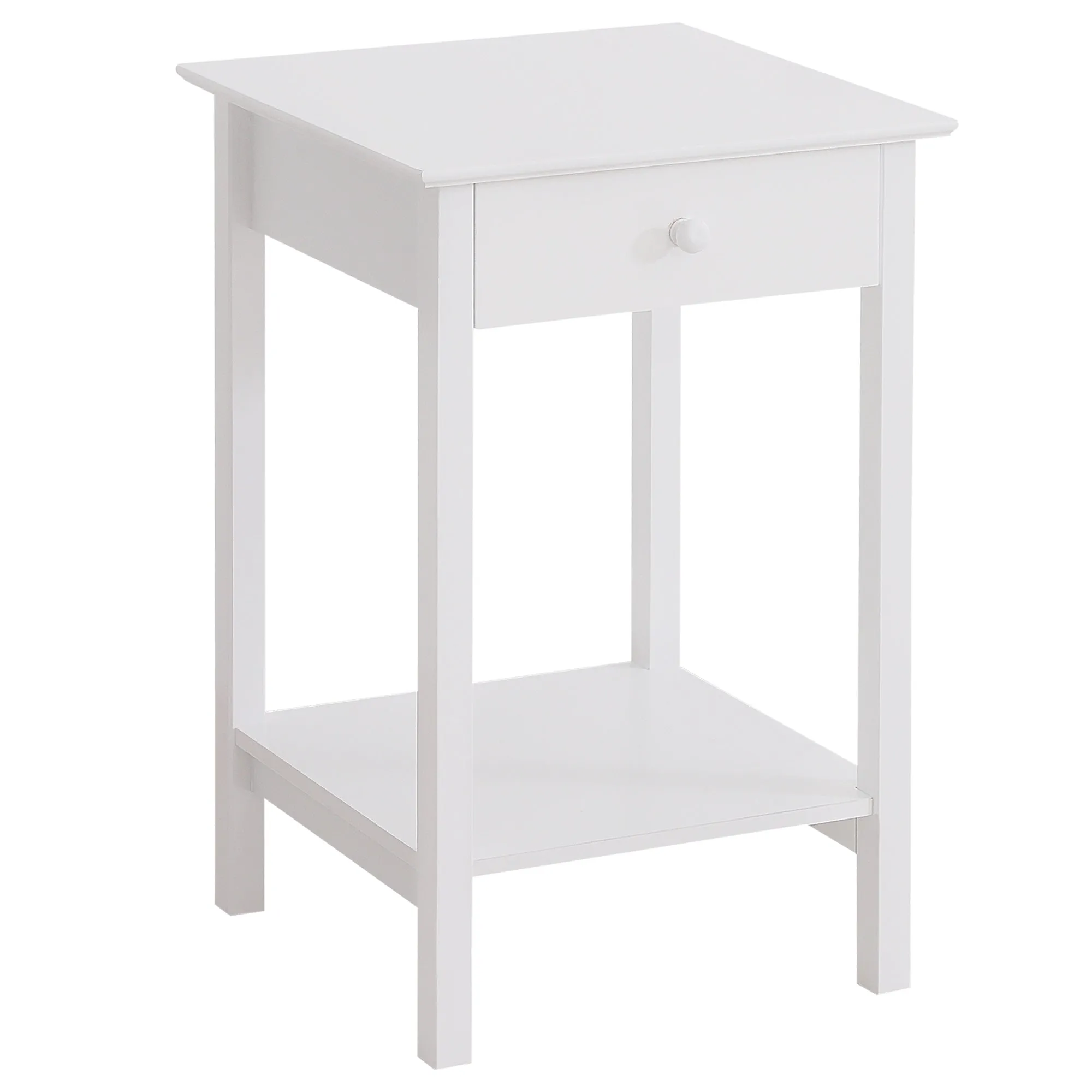 White Bedside Table Wooden Side Table Nightstand Bedside Cabinet with Drawer Storage Shelf for Bedroom Living Room