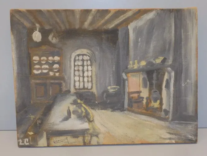 -HST TABLEAU VUE DINTERIEUR PIECE PRINCIPALE FERME ANCIENNE de L CHAVIANIELF D