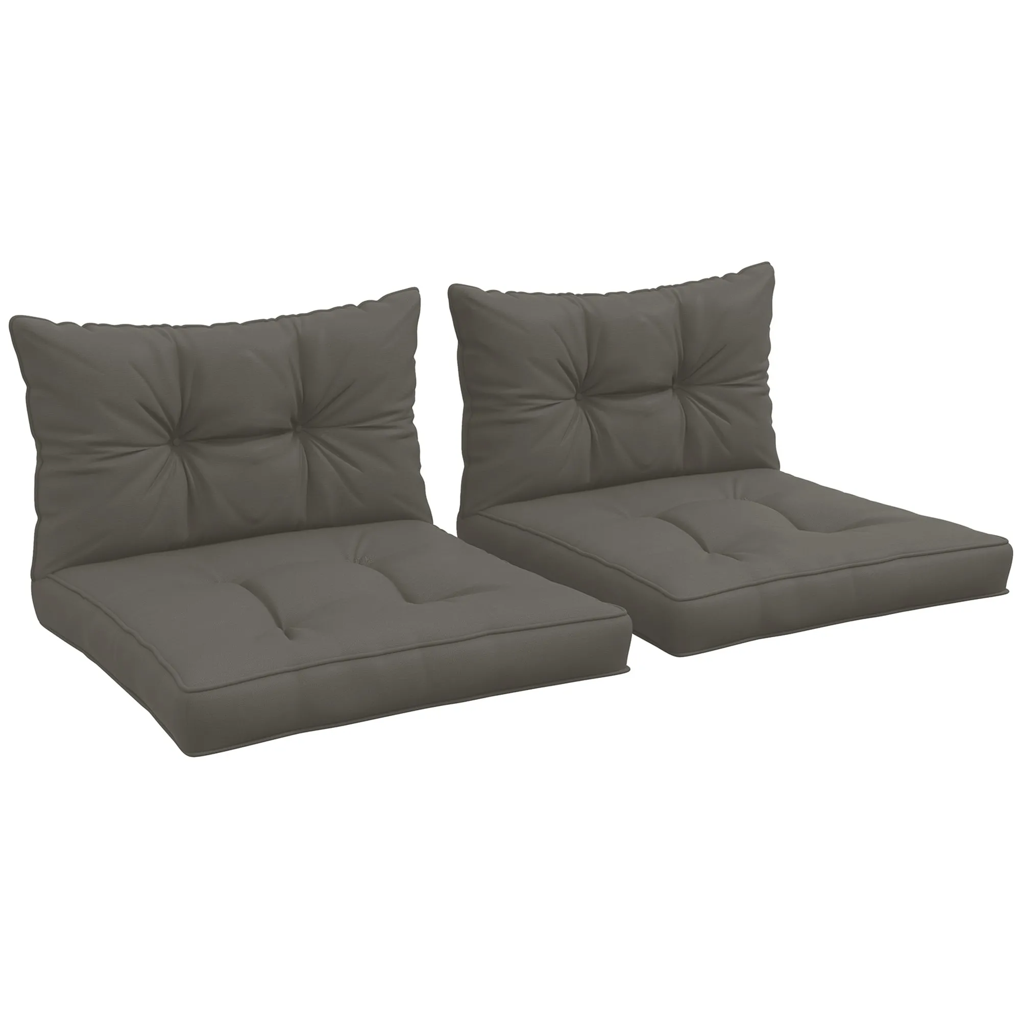 2-Piece Seat Cushions Back Pillows Replacement Charcoal Grey Patio Chair Cushions Set for Indoor Outdoor