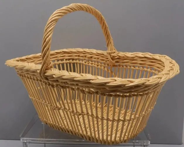 -JOLI ANCIEN PANIER OSIER Tressé ajouré belle patine COLLECTION DECO CUISINE  D