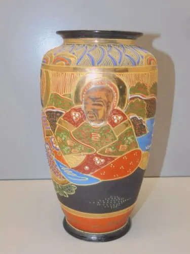 -JOLI ANCIEN VASE PORCELAINE SATSUMA JAPON COLLECTION DECO XXe VITRINE  D