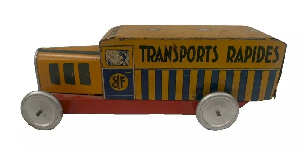 Jouet ancien en tole peinte Camion de transport XX siècle