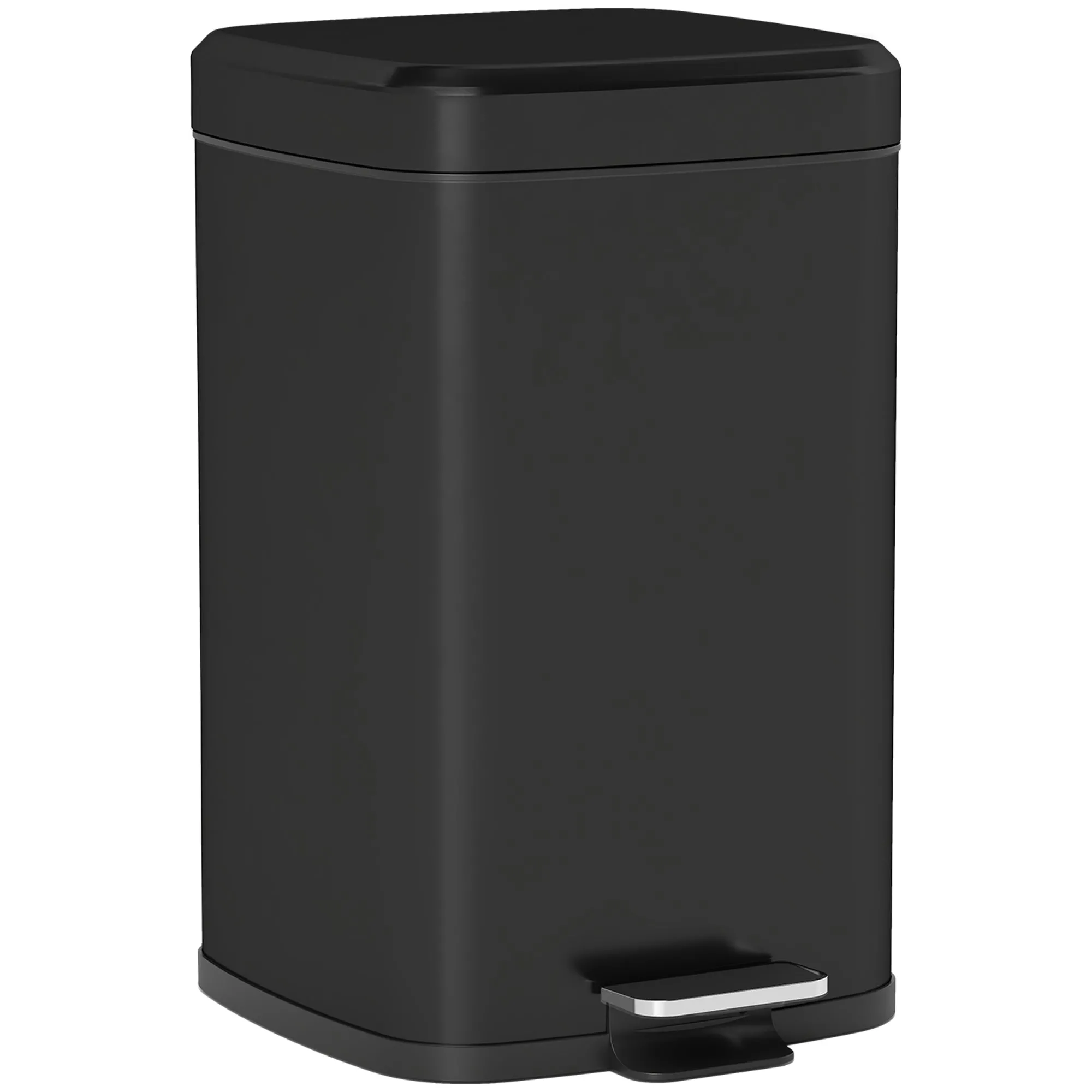 20L Modern Boxy Metal Home Kitchen Bin Black