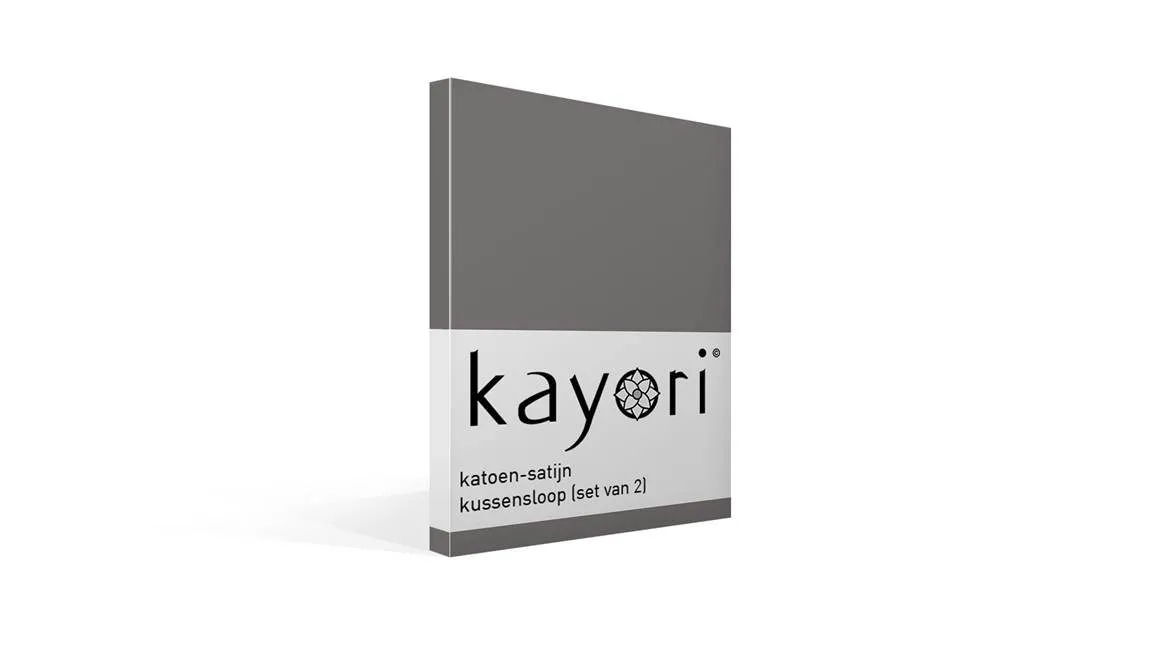 Kayori Edo taies d'oreiller satin (lot de 2) anthracite