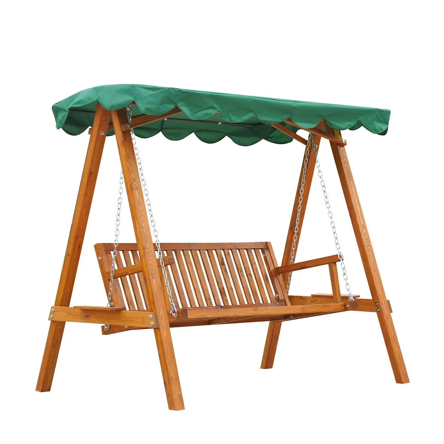 3-Seater Pinewood Swing Chair, Green
