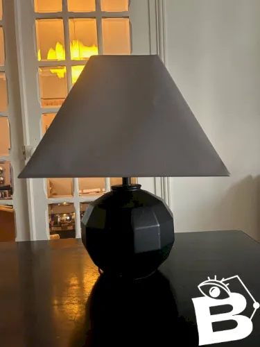 Lampe en céramique noire, années 80