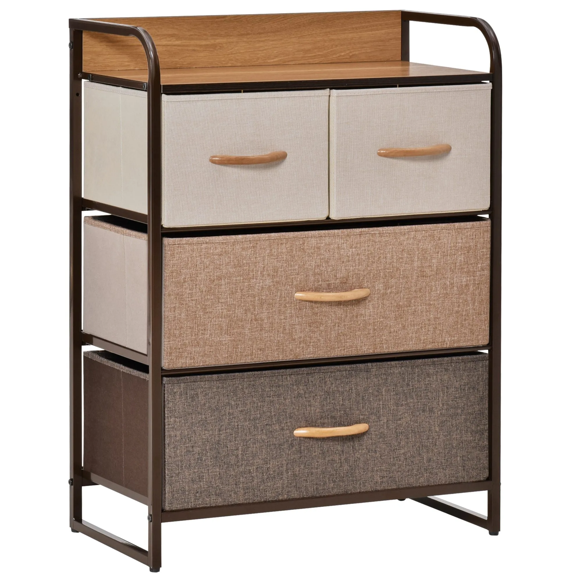 4-Drawer Dresser 3-Tier Storage Organizer Tower Unit with Steel Frame Wooden Top for Bedroom Hallway Closets