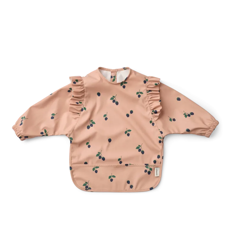 liewood merle ruffle cape bib berry