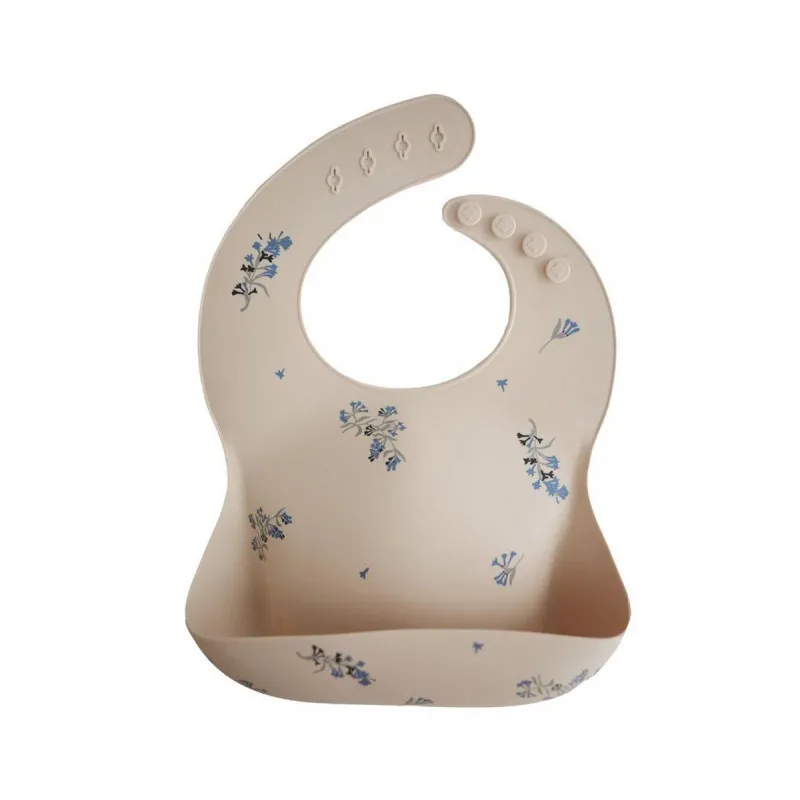lilac flowers mushie silicon bib
