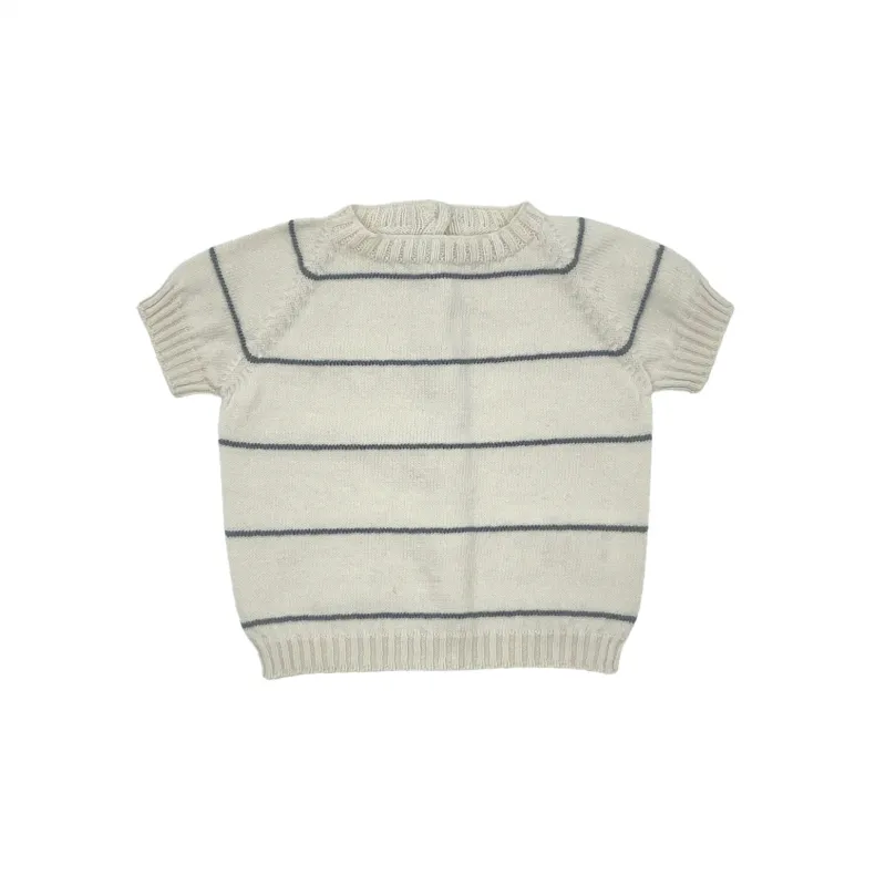 li&me pull bébé rayé manches courtes sage ocean