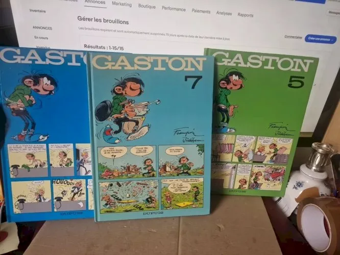 lot de 3 bd Gaston Lagaffe -3-5-7