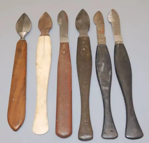 -LOT de 6 COUTEAUX de PEINTRE ANCIENS JUS de GRENIER OUTILS ANCIENS  D