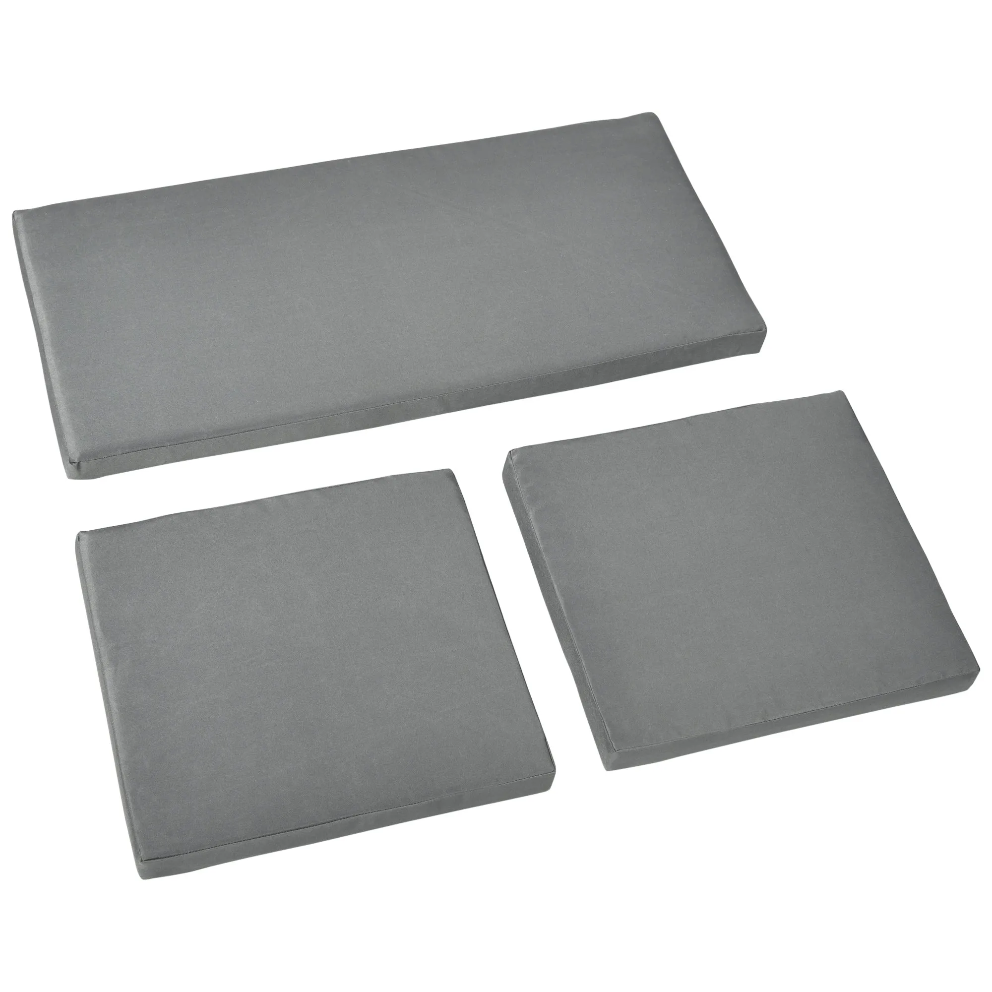 3 PCs Outdoor Seat Cushion Pads Dark Grey for Rattan Furniture Garden Furniture Cushions