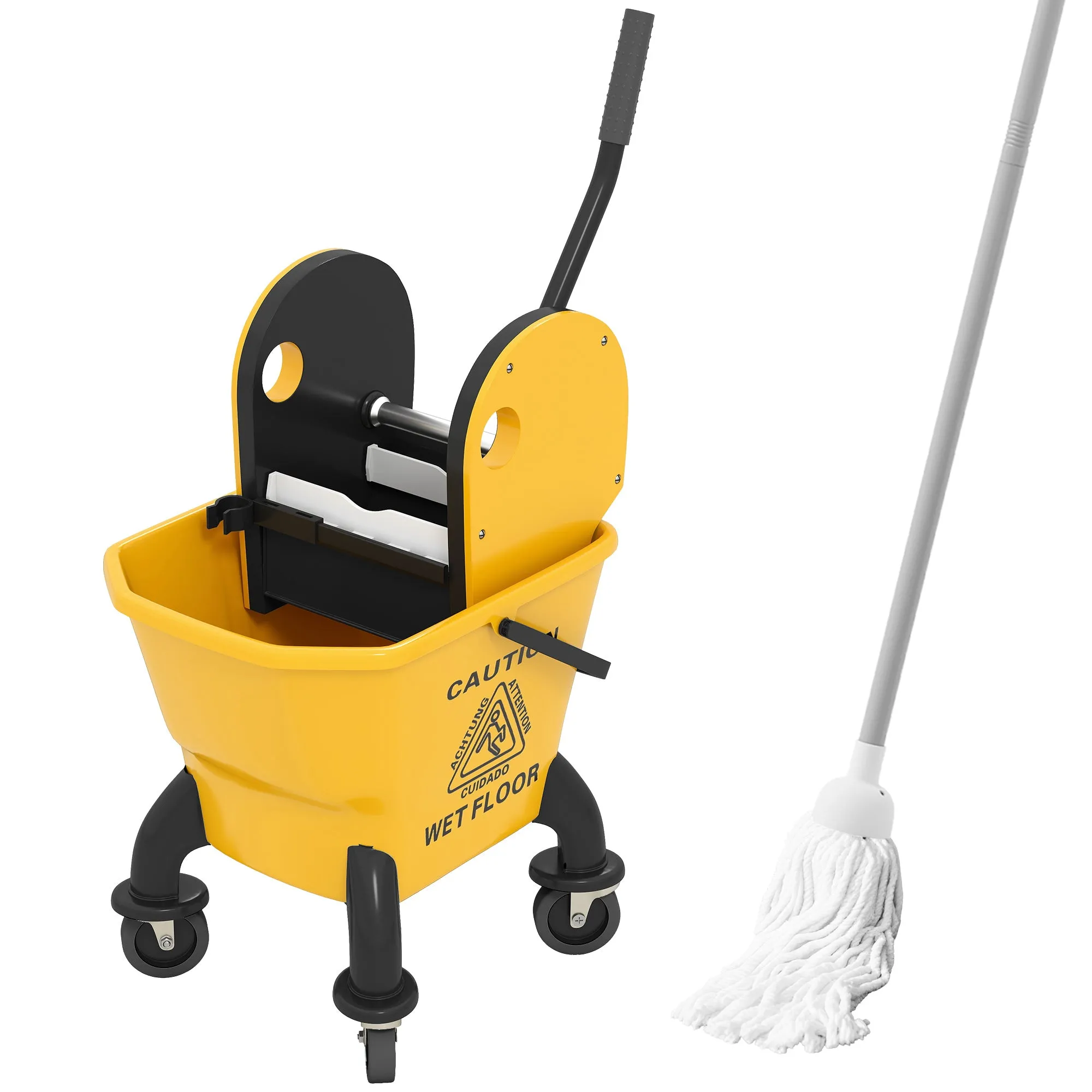 26 Litre Mop Bucket Yellow with Wringer and Mop