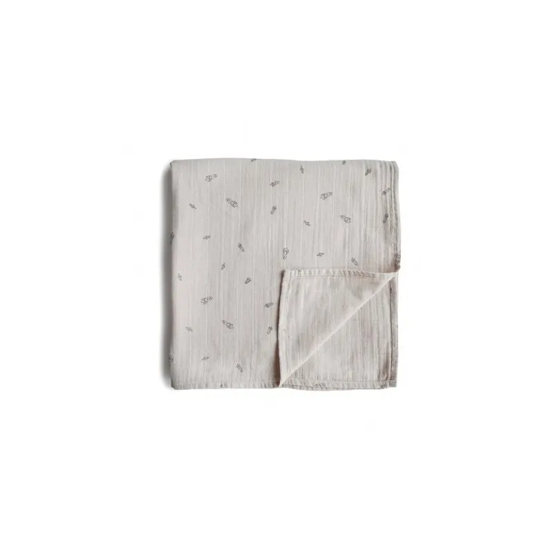 mushie muslin print rocket ship