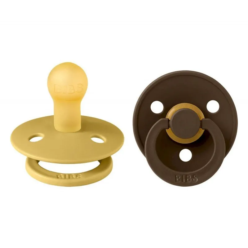 mustard/moka x2 bibs pacifier set
