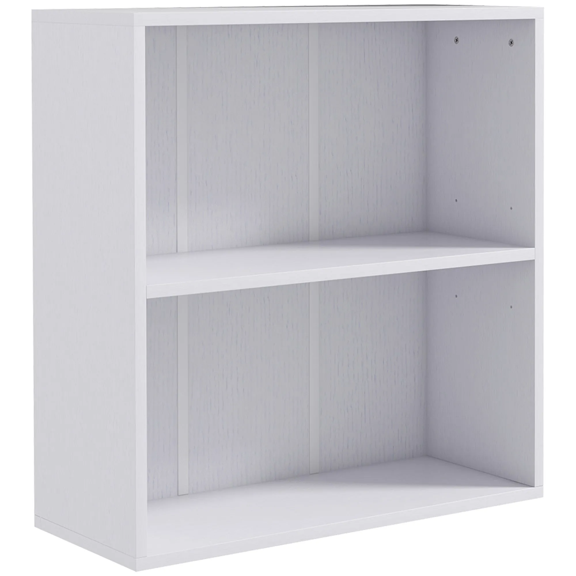 2 Tier Bookshelf White with Adjustable Shelf 2 Compartments Low Bookcase for Home Office Living Room Study