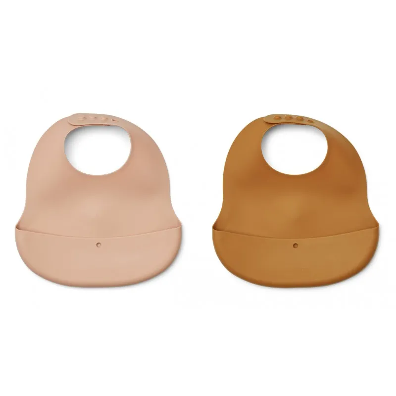 pack 2 bavoirs en silicone ember rose/mustard