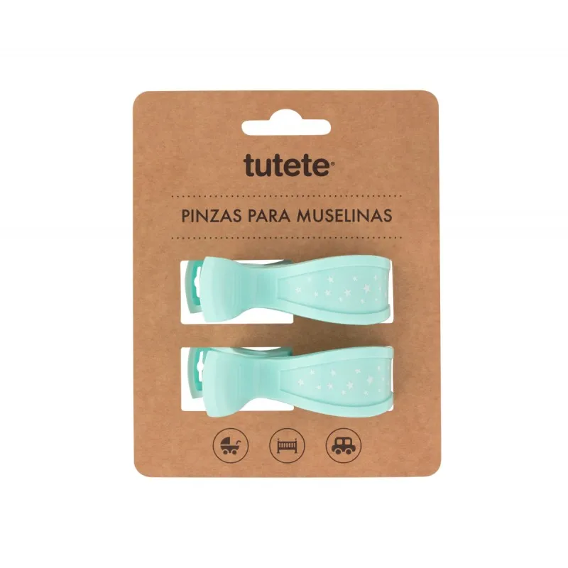 pack 2 pinzas muselina menta