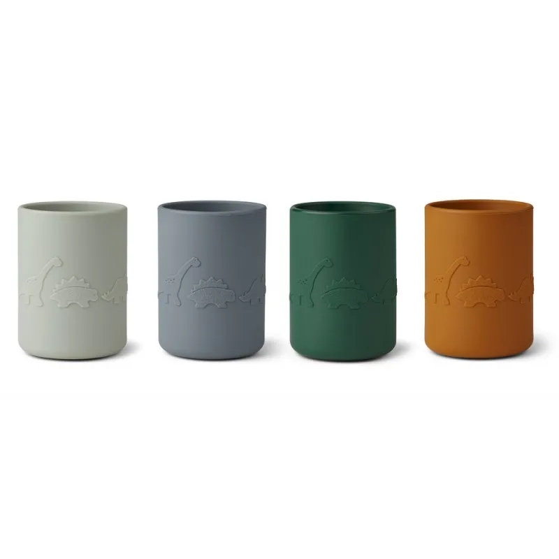 pack 4 vasos liewood ethan dino blue