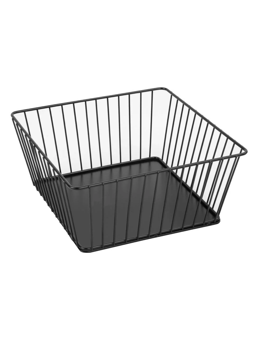 Panier de présentation carré métallique Olympia noir 230x230x100mm