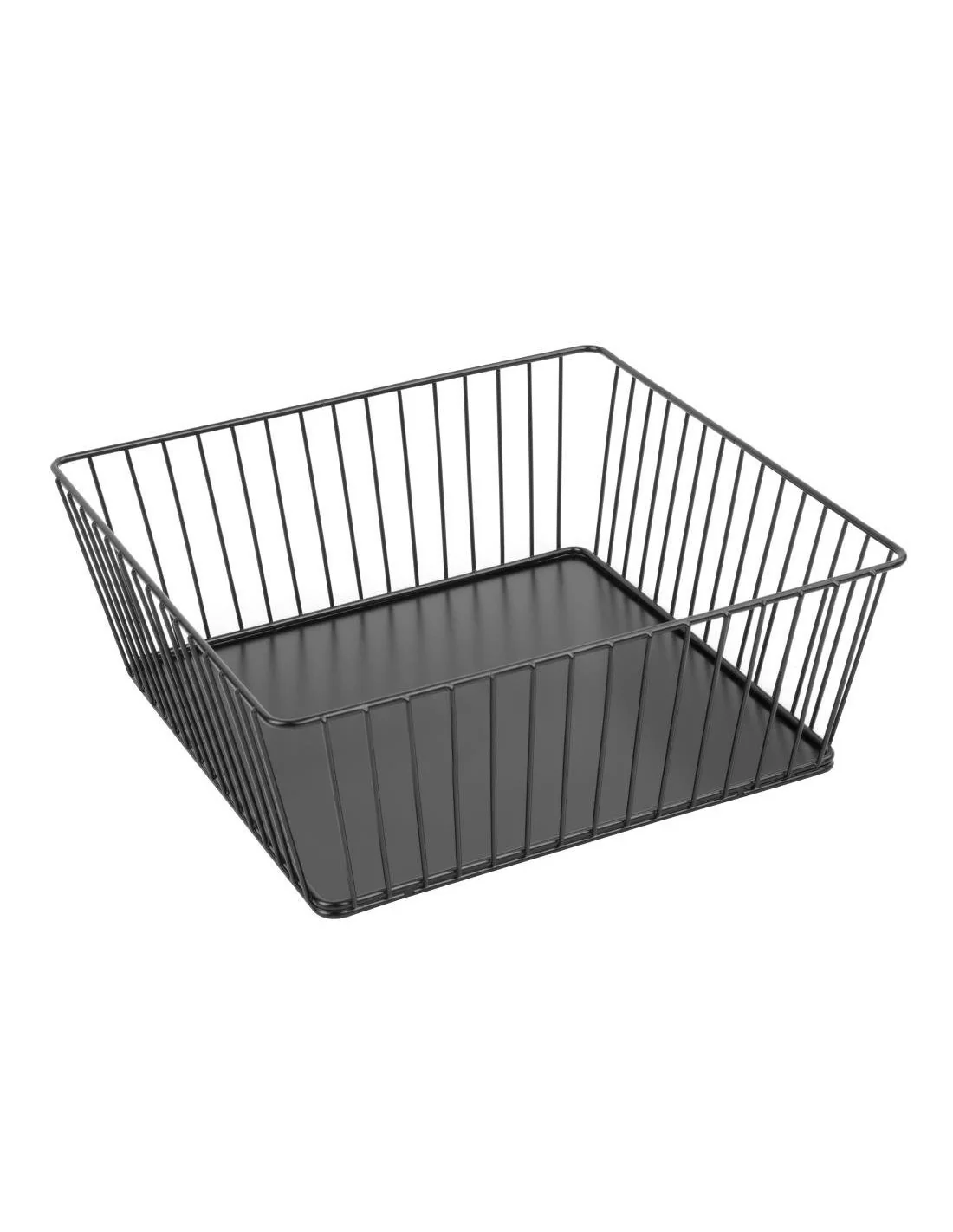 Panier de présentation carré métallique Olympia noir 280x280x100mm