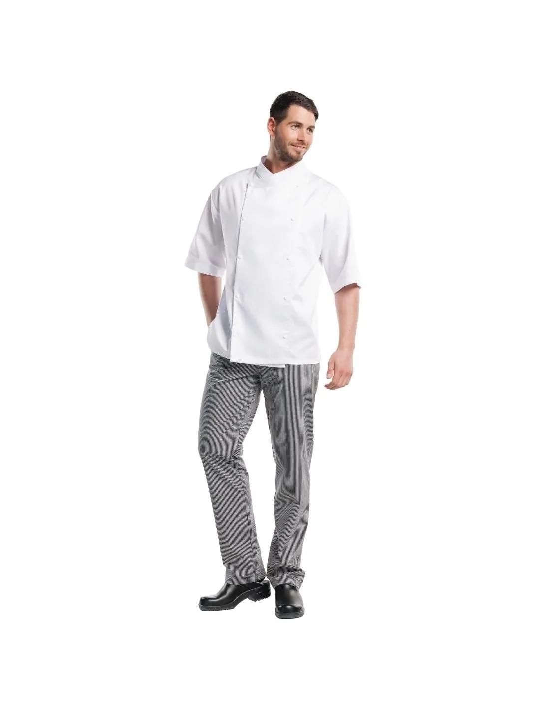 Pantalon de cuisine mixte Chaud Devant Grigio rayé gris et noir 36