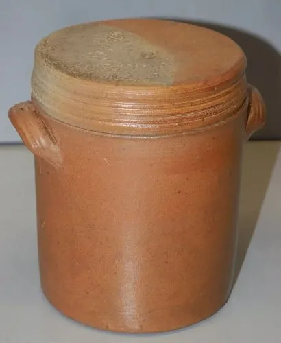 -PETIT POT COUVERT EN GRES ANCIEN IDEAL pour GROS SEL ou SEL FIN CUISINE Déco D