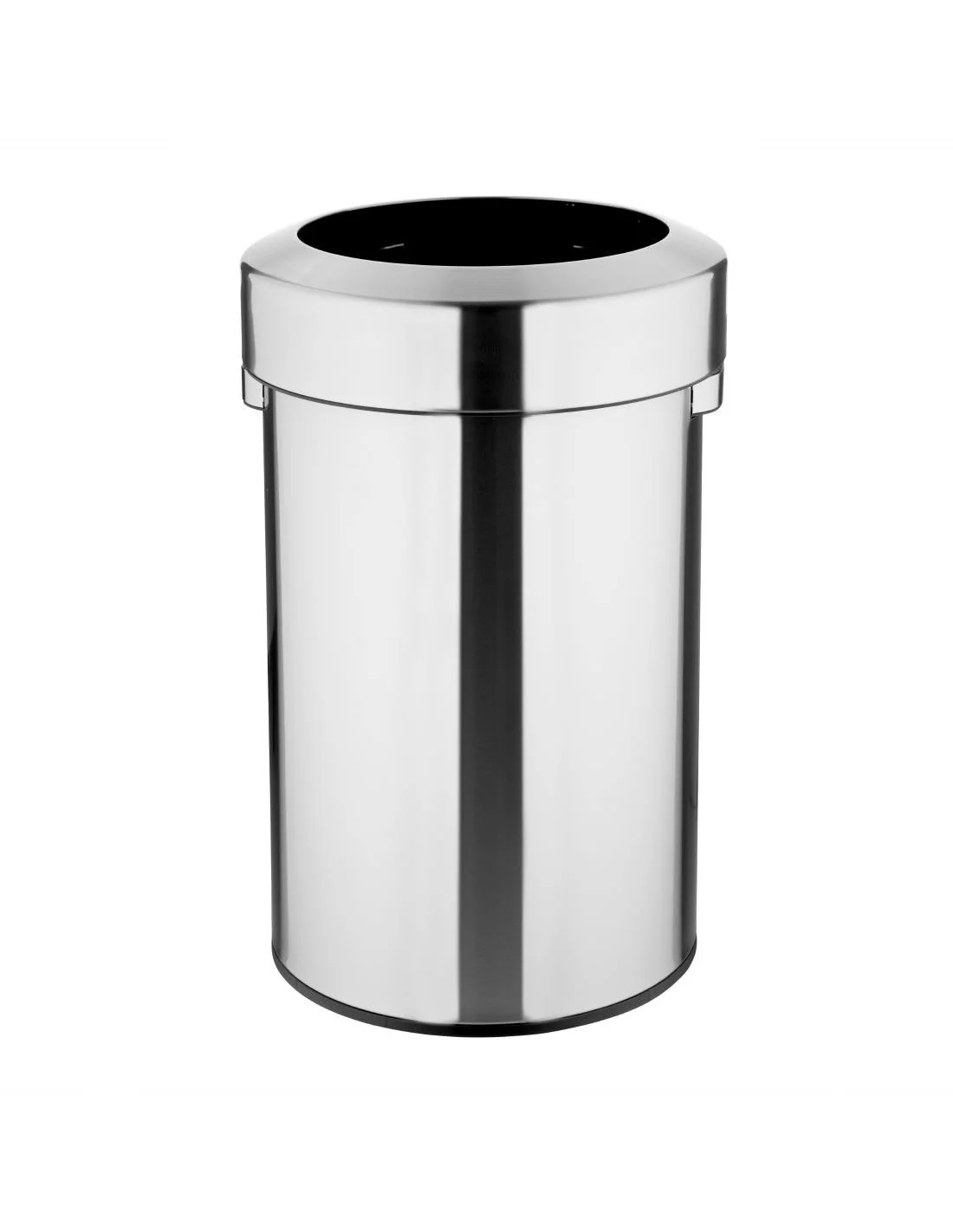 Poubelle en acier brossé Bolero avec couvercle ouvert 70L