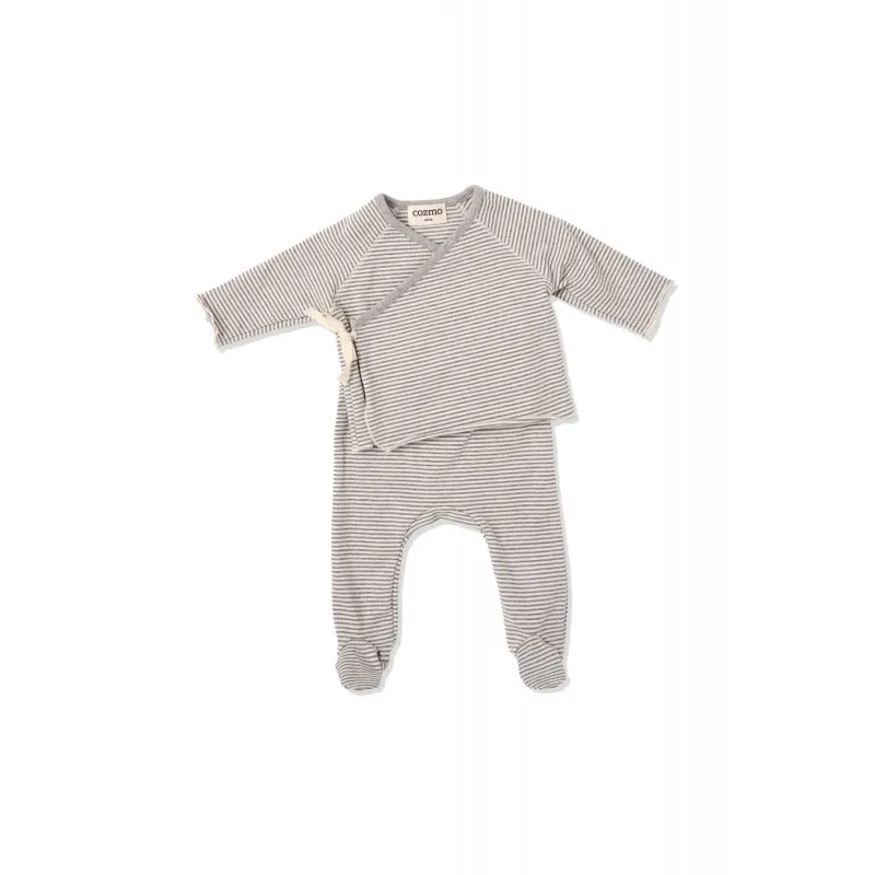 combinaison à rayures nouveau-né cozmo gris