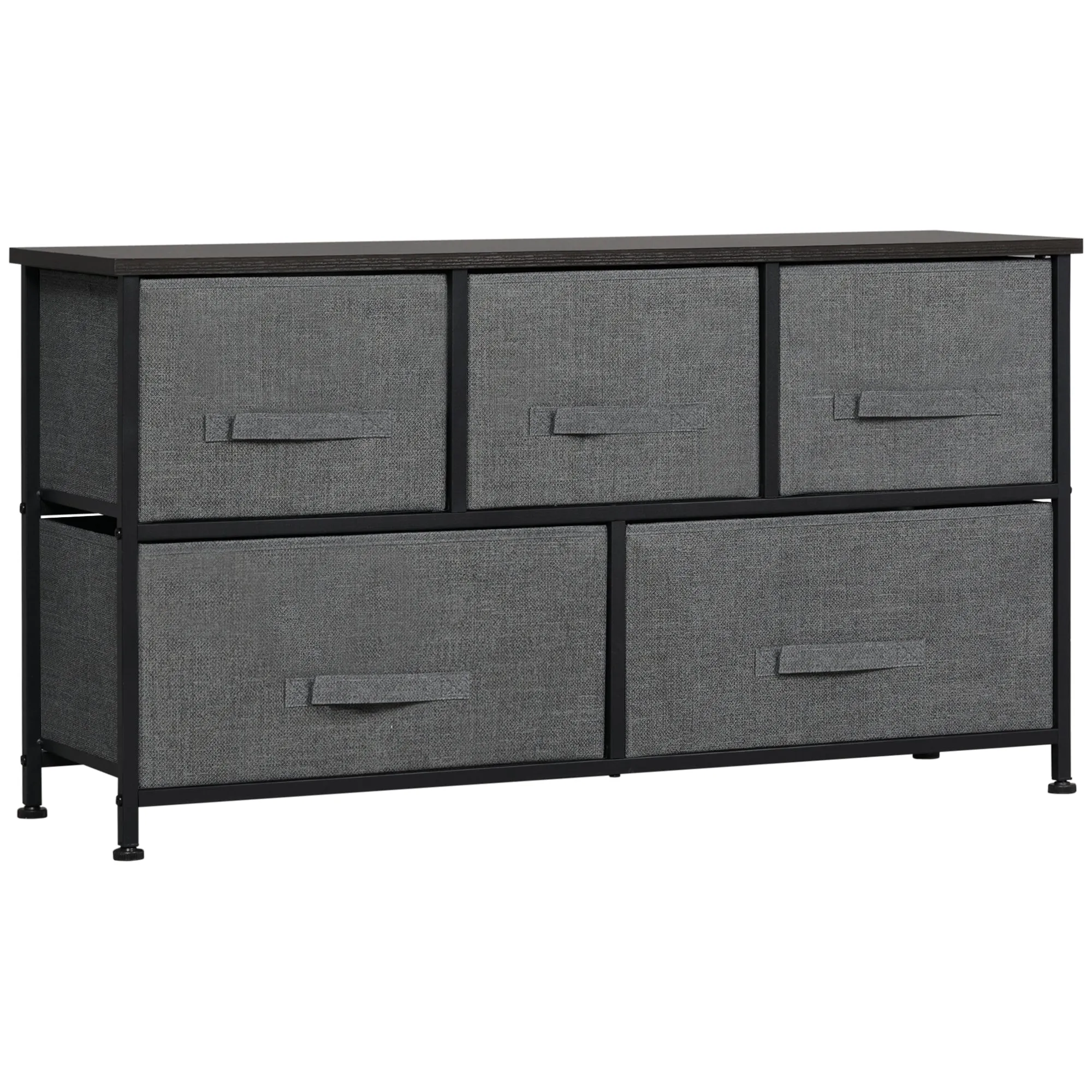 Chest of Five Fabric Drawers Grey